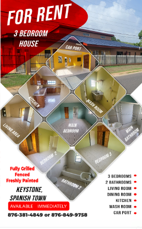 3 bedroom house for rent in Keystone Spanish Town St. Catherine